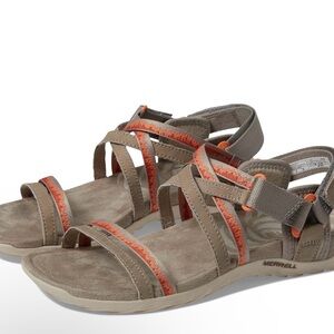 Merrell Tan and Orange Sandals with Cushioned Sole